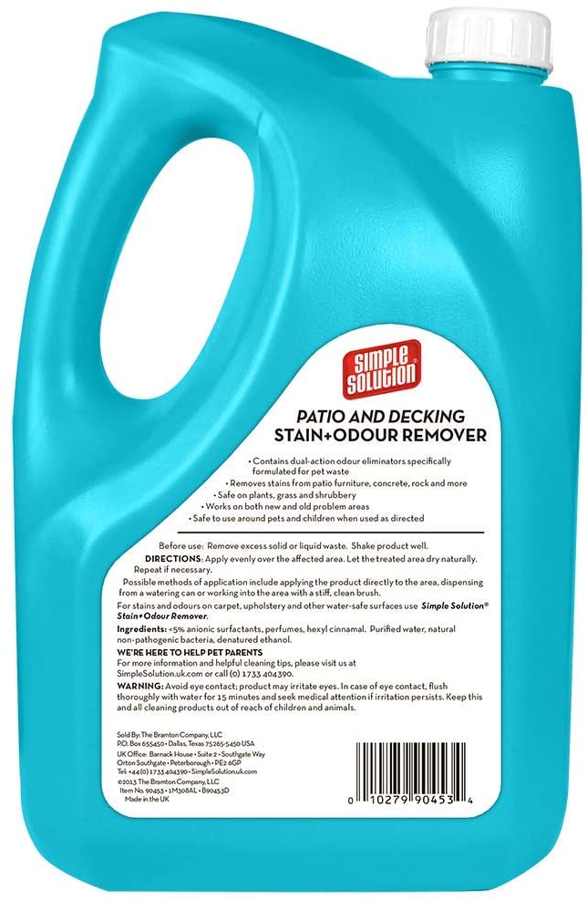  Simple Solution Patio y removedor de Manchas y olores para Mascotas, 4 L 