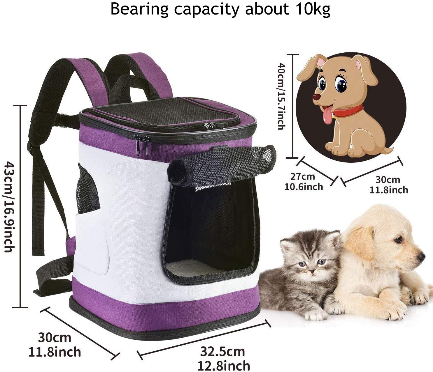  SISVIV Mochila Perro Capazo Transportín Perro Gatos Bolsa Mascotas para Aerolínea, Color Púrpura 