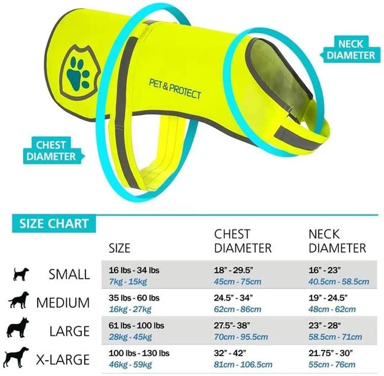  SlipDoctors Chaleco Reflectante de Alta Visibilidad para Perro, de Alta Visibilidad, para Caminar, Correr, Entrenar de 7 a 59 kg 