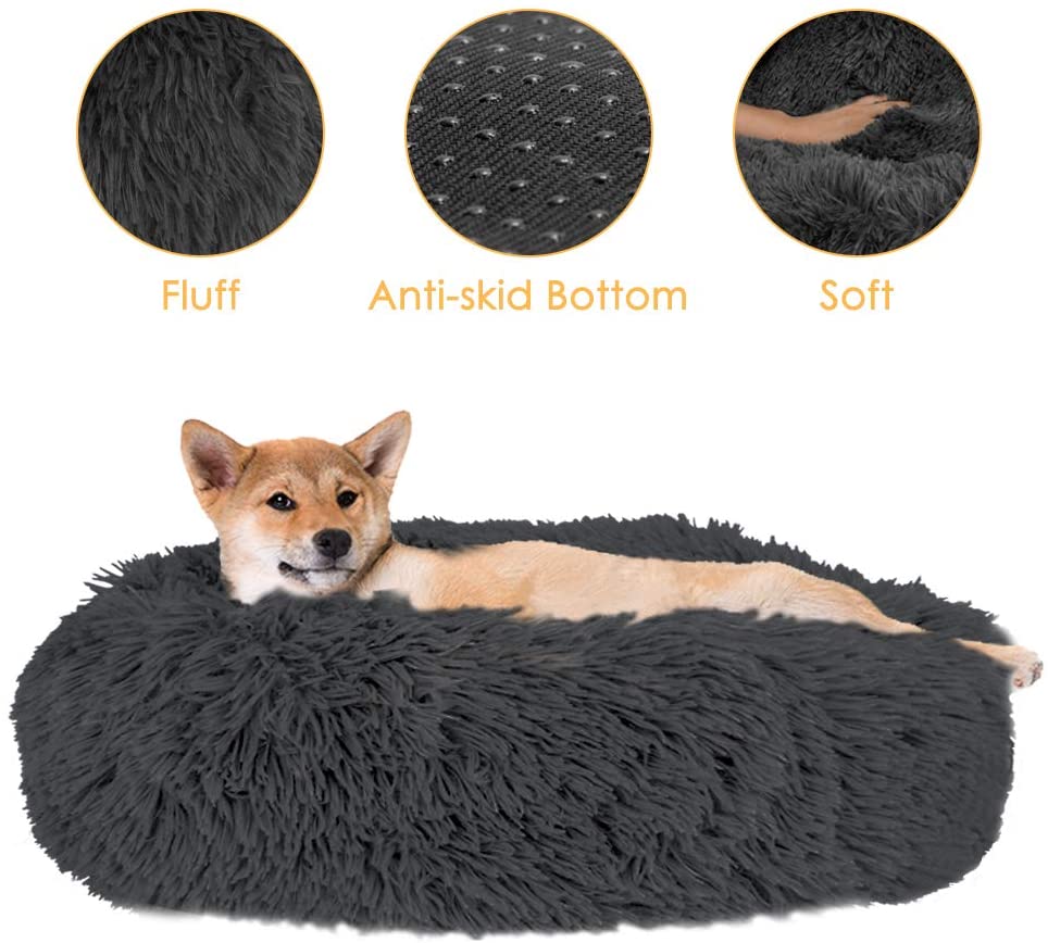  SlowTon Casa Cómoda para Mascotas Donut Cuddler Nest Cojín de Gato de Felpa Suave y cálido para Gatos con Esponja acogedora Fondo Antideslizante Lavable a máquina 