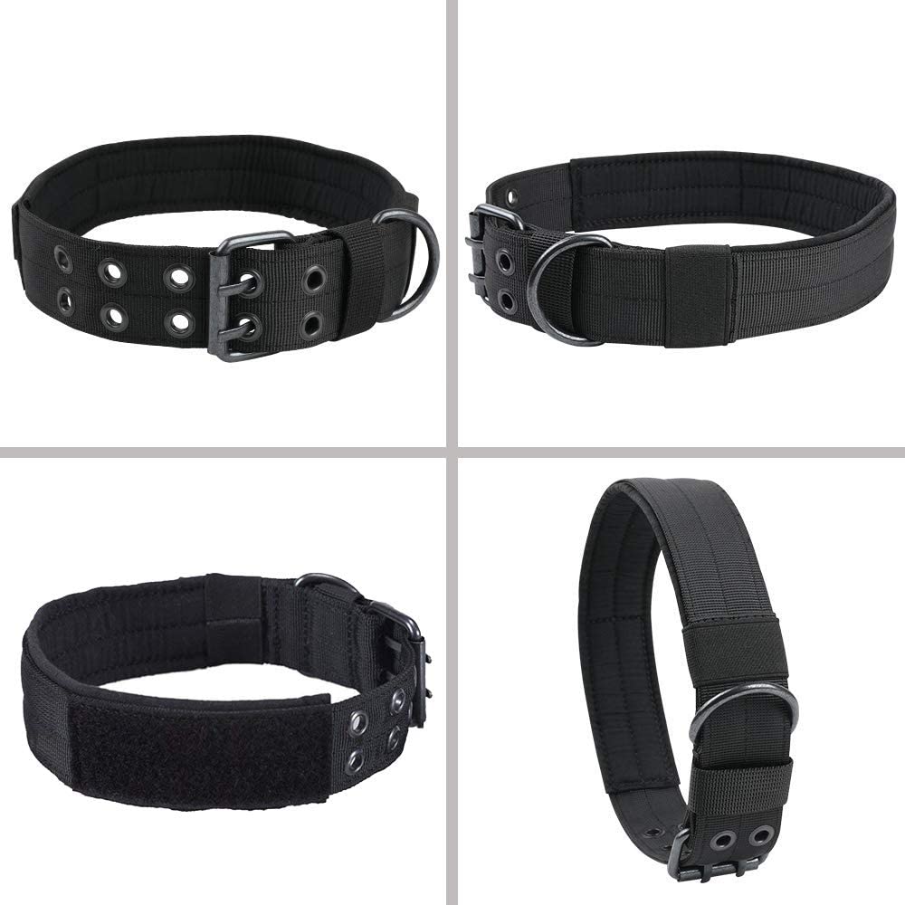  S.Lux - Collares tácticos para perros, nailon militar ajustable con hebilla de metal en D para entrenamiento de perros, colección de collares de martingala clásicos de color sólido 