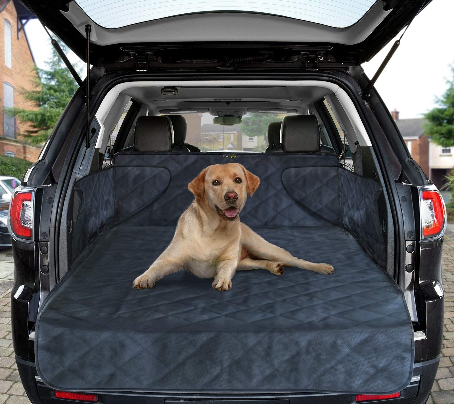  smartpeas Funda para Perros - Funda para Maletero de Coche Universal - protección Evita Humedad Suciedad pelos - Funda Resistente y Acolchada con Lateral 185x105x36 cm 