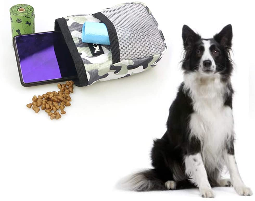  SOOJET Bolsa de Entrenamiento para Perros, Bolsa Premios Perro Tratar Comida Bolsa de Aperitivos para Mascotas Bolso Manos Libre Bolsa Multifuncional de Tratamiento de Alimentos - (Camuflaje) 