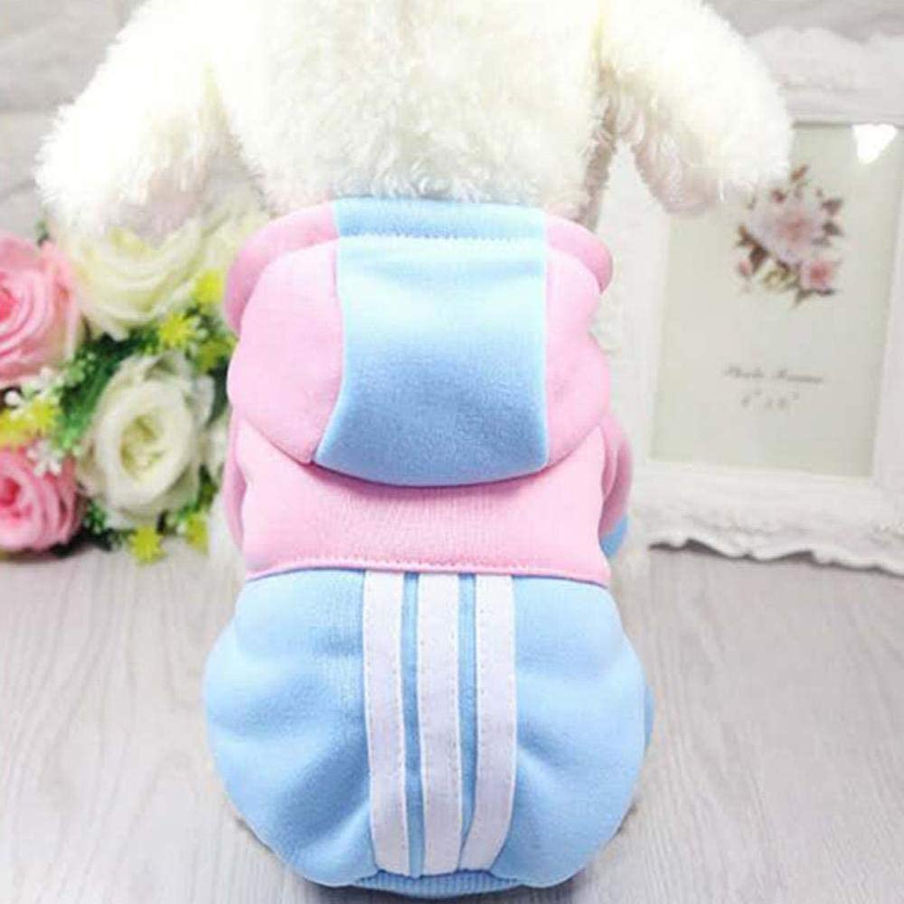  Sport Stripe Pet Dog Sudadera con Capucha Abrigo Ropa de Invierno para Perros pequeños Chihuahua Shih Tzu Trajes Cachorro Sudadera Perros Mascotas Ropa, Azul Claro, M 