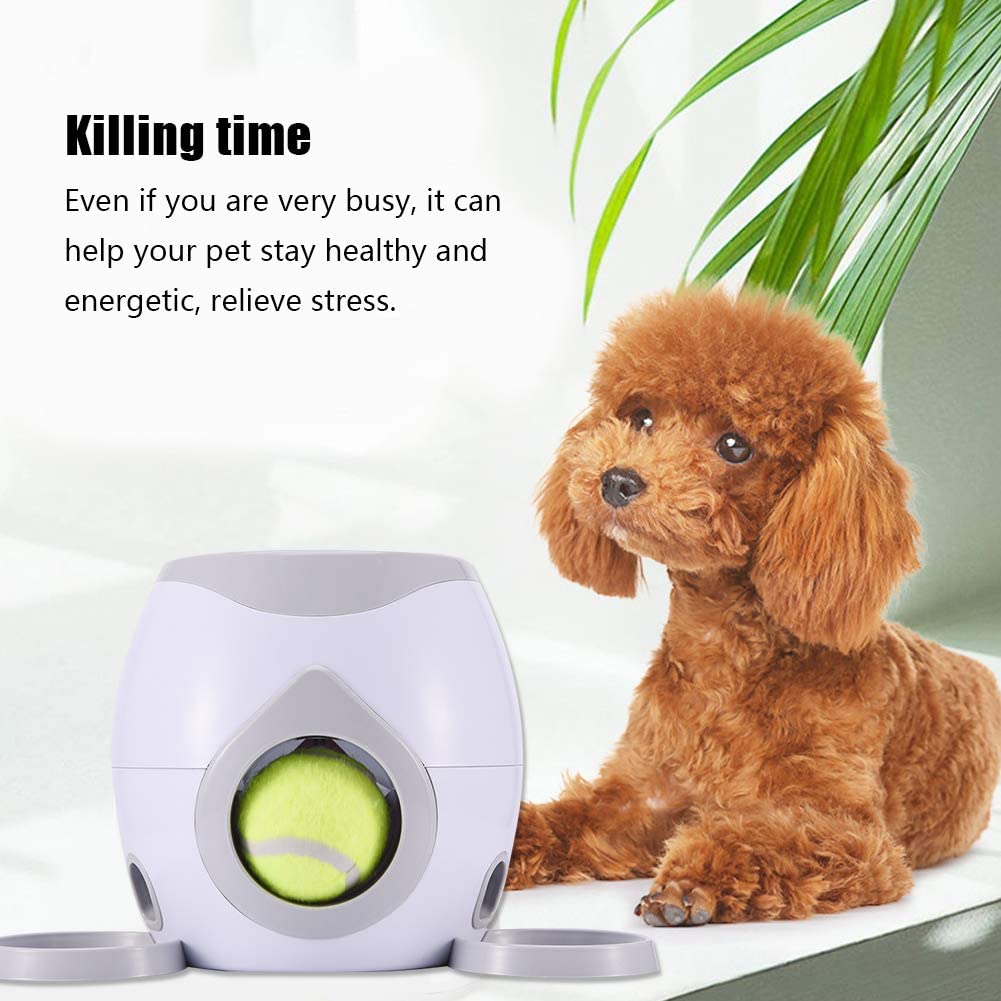  SPTIDY 2 En 1 Pelota para Mascotas Catapulta Lanzador Tenis Máquina para Recompensas De Comida para Perros Alimentadores Automáticos para Mascotas Divertidos Juguetes Interactivos para Perros,White 