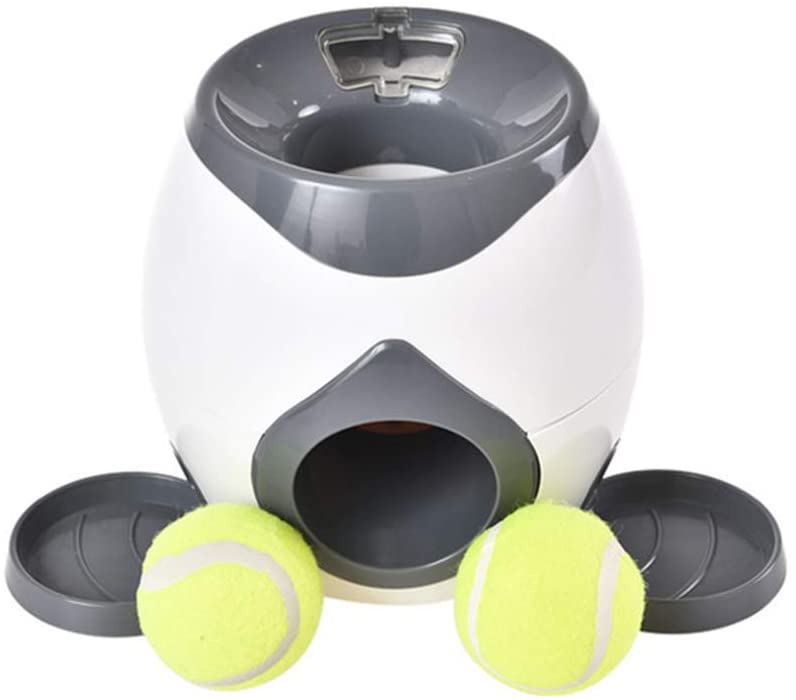  SPTIDY 2 En 1 Pelota para Mascotas Catapulta Lanzador Tenis Máquina para Recompensas De Comida para Perros Alimentadores Automáticos para Mascotas Divertidos Juguetes Interactivos para Perros,White 