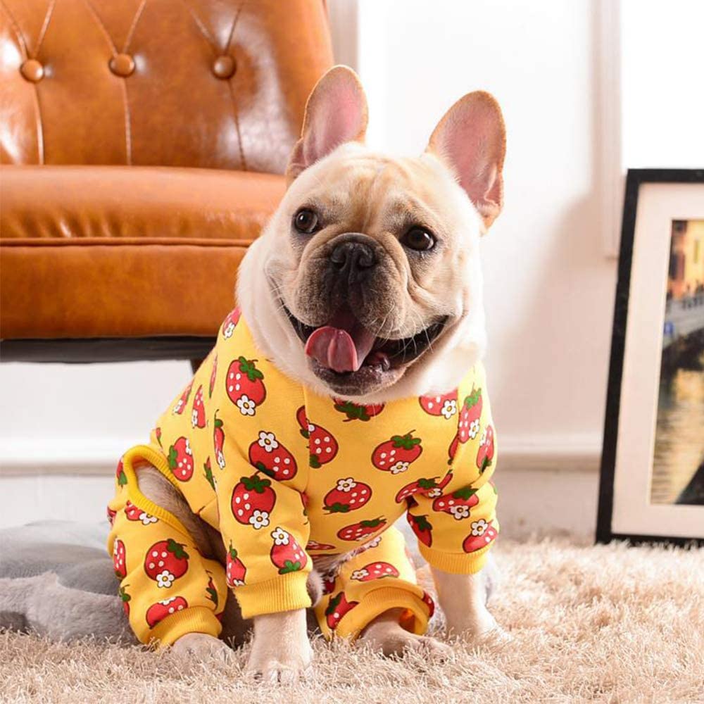  STKJ Pijama De Perro Pequeño, Mono De Cachorro, Traje De Mono Lindo Y Cálido, Ropa para Mascotas, Pijama De Algodón, Mamelucos, Ropa De Cuatro Piernas,Amarillo,L 