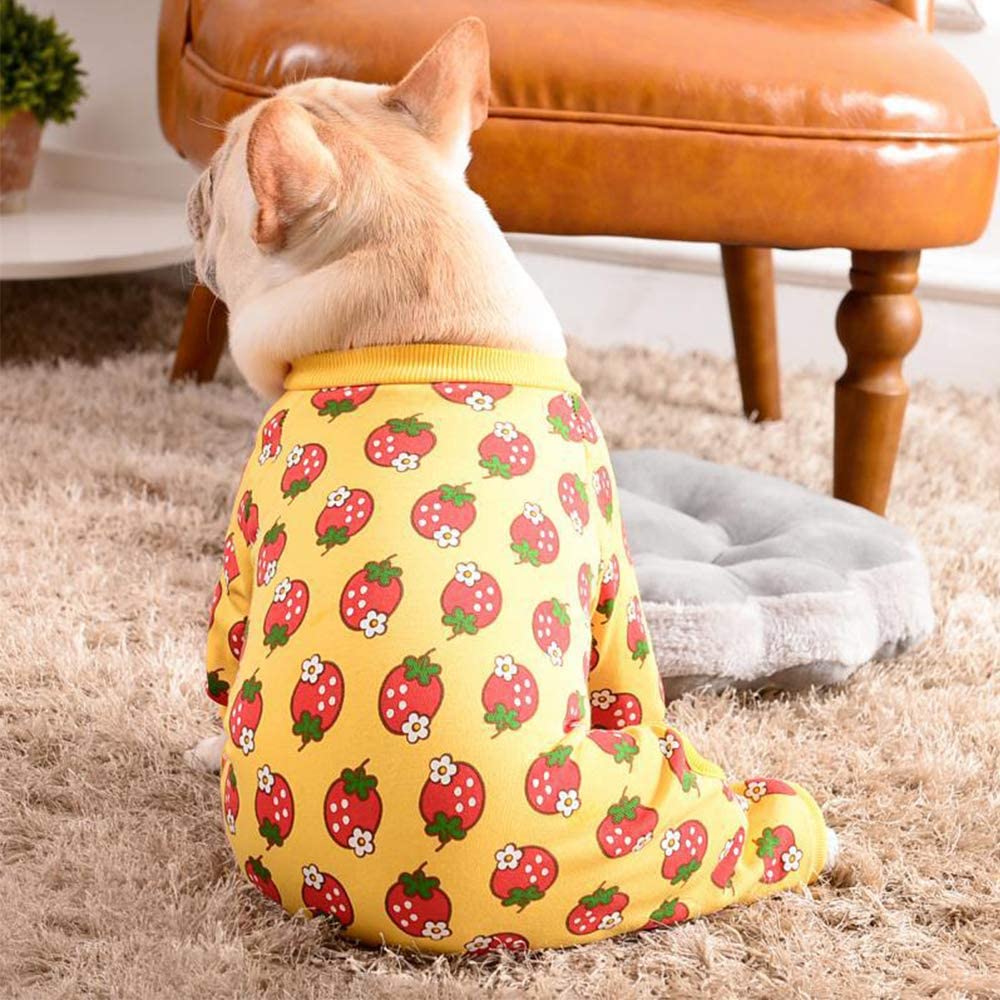  STKJ Pijama De Perro Pequeño, Mono De Cachorro, Traje De Mono Lindo Y Cálido, Ropa para Mascotas, Pijama De Algodón, Mamelucos, Ropa De Cuatro Piernas,Amarillo,L 