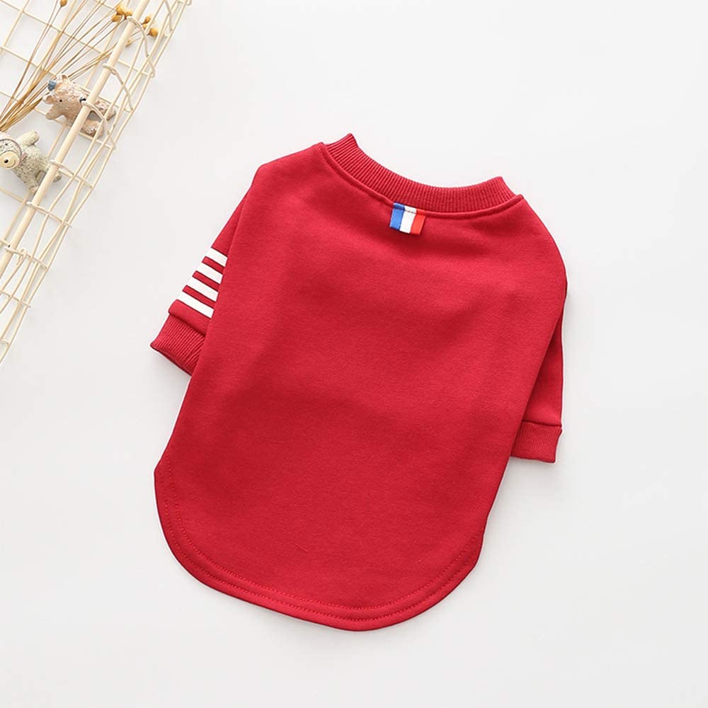  Suéter para Perros Ropa Casual Nueva, Algodón Sudadera para Mascotas Ropa Básica Cachorro Gato Primavera Y Otoño Trajes De Abrigo Cálido,Rojo,XS 