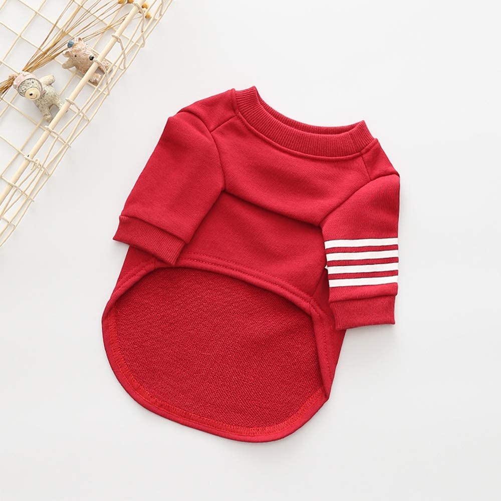  Suéter para Perros Ropa Casual Nueva, Algodón Sudadera para Mascotas Ropa Básica Cachorro Gato Primavera Y Otoño Trajes De Abrigo Cálido,Rojo,XS 