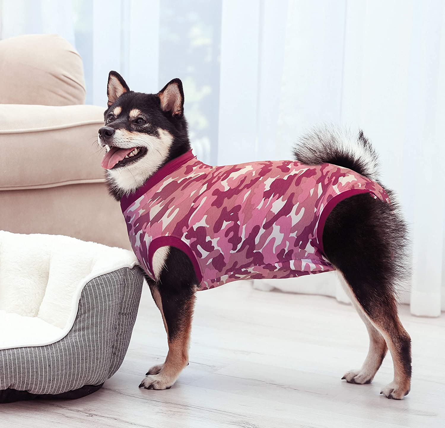  Suitical Recovery Suit Perro, M, Camuflaje Rosa 