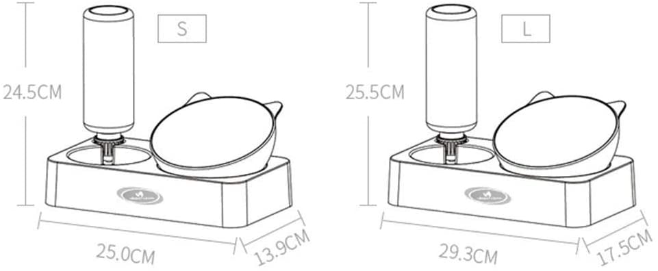  Sunflowerany Conjunto de alimentador de Agua y Alimentos para Mascotas, Bebedero automático para Mascotas, alimentador antivuelco para Perros, Suministros de Mascotas, Blanco （S, L） 