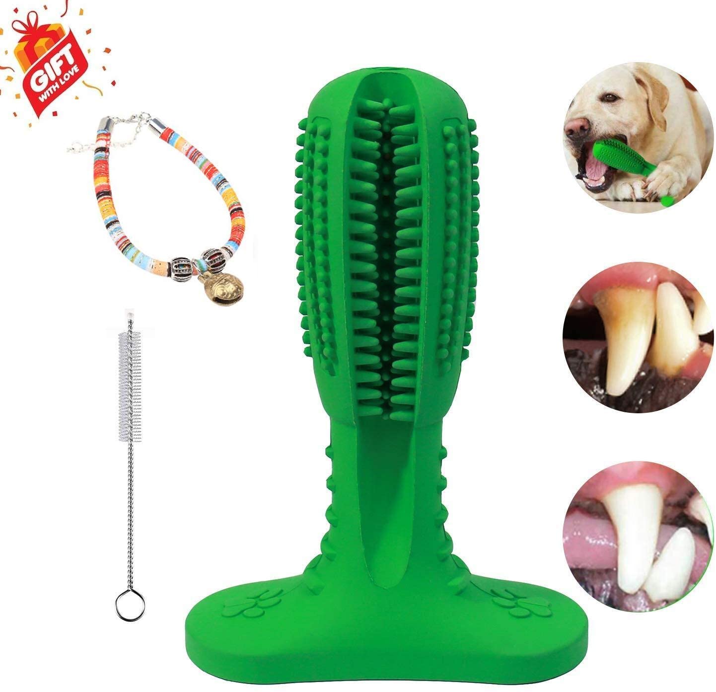  Sweetneed Cepillo de Dientes para Perro-Limpiador de Dientes de Perro- Limpieza de Dientes de Perro Juguetes para Masticar Cuidado Oral para Mascotas Regalo de Amante de los Animales （Verde Azul） 