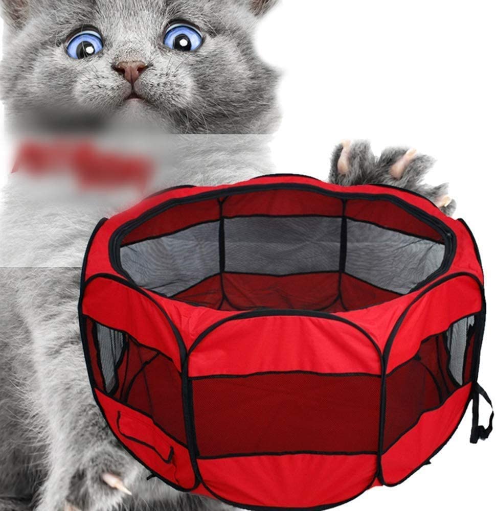  Tienda De Mascotas, Paño De Oxford Tipo Cerca De La Perrera Plegable Carpa Portátil De Ocho Lados, Mochila, para El Gato Grande Aérea Bolsa De Viaje Seguro 