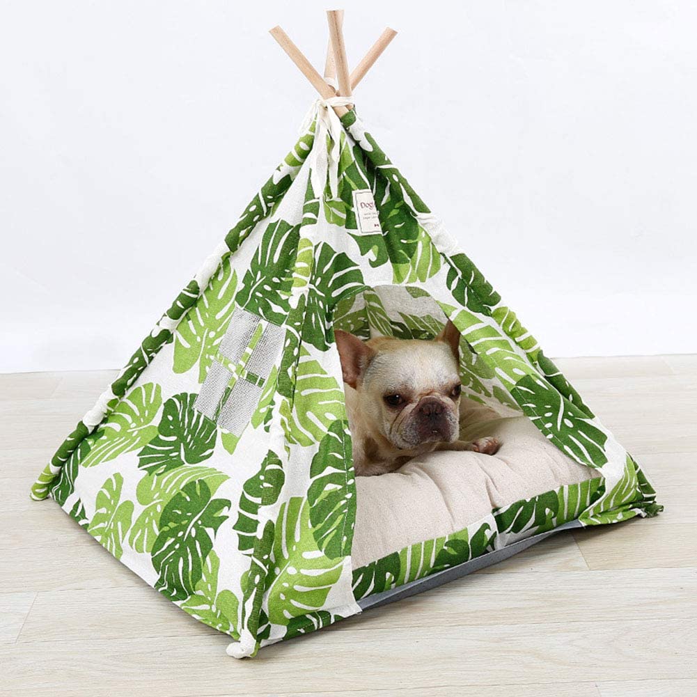  Tienda De Mascotas, Protector Solar A Prueba De Agua Portátil Plegable Al Aire Libre Caseta De Perro/Cama para Perros Desmontable Y Lavable 62 * 62 * 54Cm (Verde) 