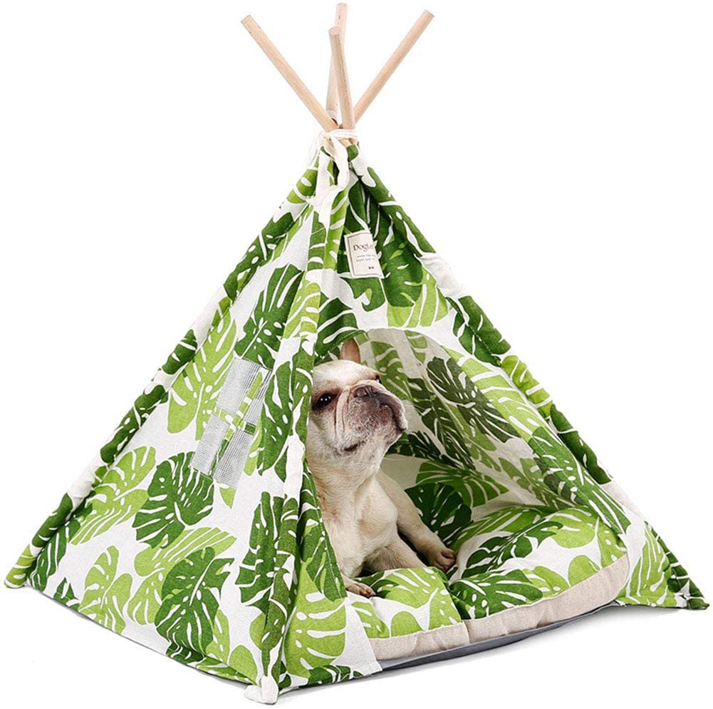  Tienda De Mascotas, Protector Solar A Prueba De Agua Portátil Plegable Al Aire Libre Caseta De Perro/Cama para Perros Desmontable Y Lavable 62 * 62 * 54Cm (Verde) 