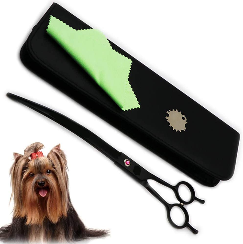  Tijeras Profesionales Para PeluqueríA Para Perros De 9 ",Cortapelos De Tijeras Curvas,Herramientas Para Tijeras De PeluqueríA Para Mascotas,Tijeras De PeluqueríA Para Animales, Pintura Negra,Black 