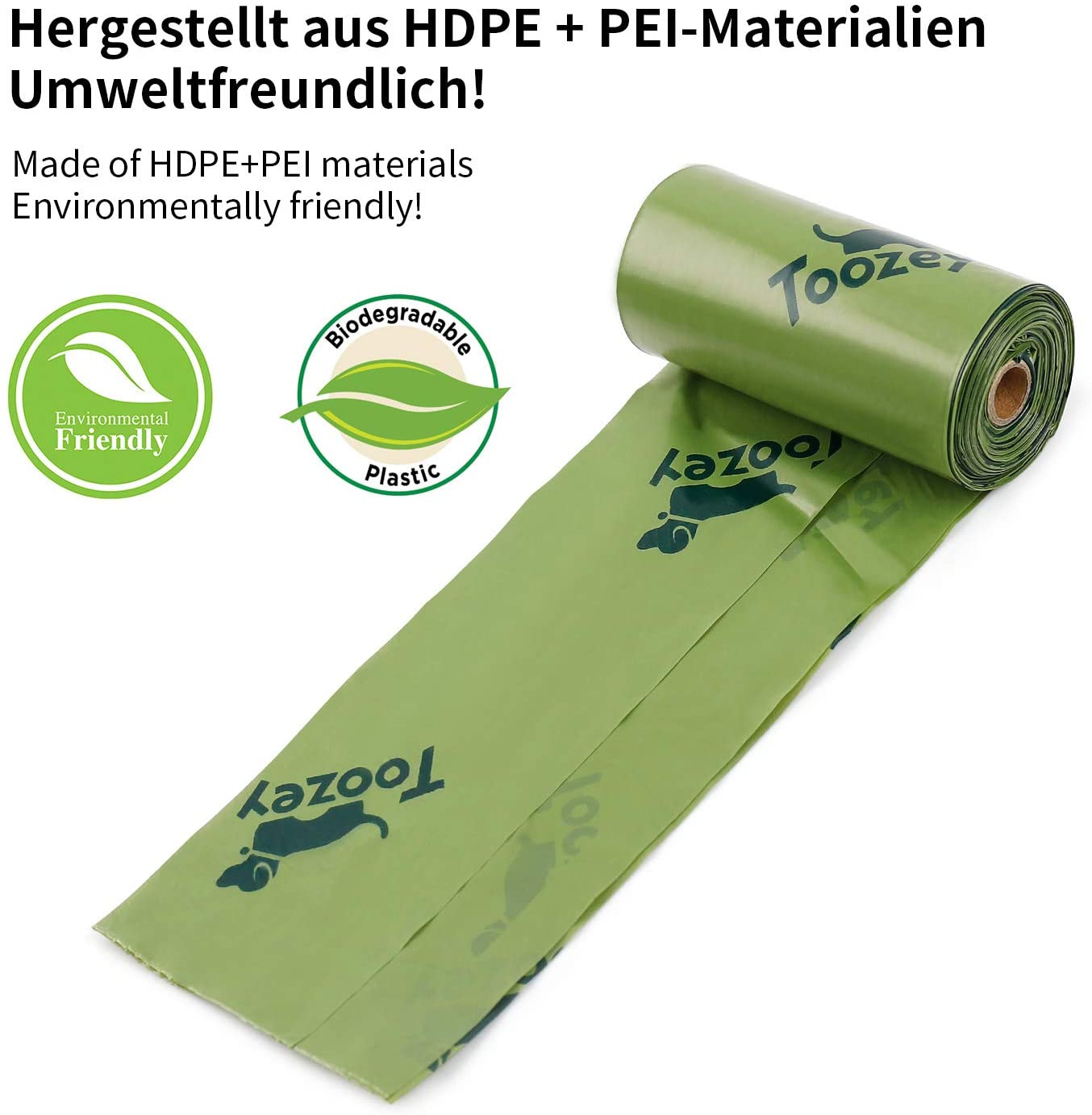  Toozey hundekot Bolsa, Biodegradable, 120 Compostable. y Caño Seguro hundekot Bolsa, geruchlose Extra Gruesa y Grande Perro etüten, fácil abreißen 