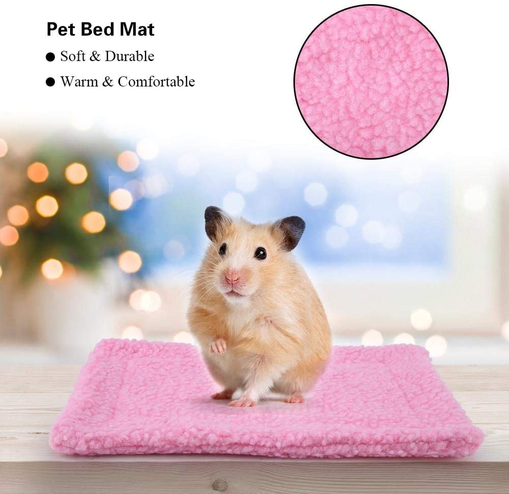  TOPINCN Estera de la Cama del Animal doméstico Rectangular Suave Caliente Cojín de Peluche Casa de Hámster Manta de Nido Erizo Conejillo de Indias Pequeños Animales Mascotas Suministros(Rosa) 