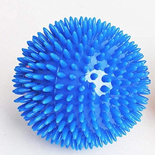  TPR Pet Dog Ball Squeak Juguetes para Perros para Golden Retriever Perros Grandes Bola claveteada Súper elástico Sonido Chew Tooth Cleaning Puppy Toy, Azul, diámetro 9 cm 