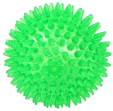  TPR Pet Dog Ball Squeak Juguetes para Perros para Golden Retriever Perros Grandes Bola claveteada Súper elástico Sonido Chew Tooth Cleaning Puppy Toy, Verde, diámetro 6. 