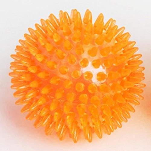  TPR Pet Dog Ball Squeak Juguetes para Perros para Golden Retriever Perros Grandes Bola con Pinchos Súper elástico Sonido Chew Tooth Cleaning Puppy Toy, Naranja, diámetro 6 