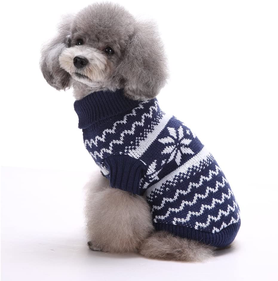  Tuopuda Navidad Mascotas suéter Invierno Perro Nieve Lana del Perrito Traje Caliente Ropa de Abrigo (XL, Azul Marino) 