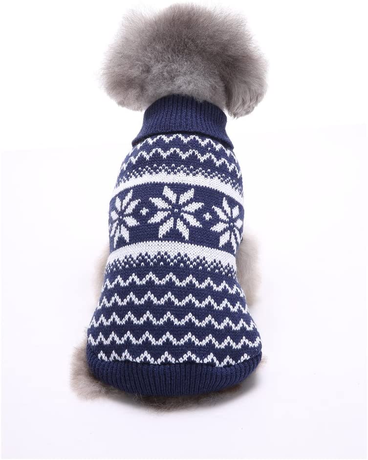  Tuopuda Navidad Mascotas suéter Invierno Perro Nieve Lana del Perrito Traje Caliente Ropa de Abrigo (XL, Azul Marino) 