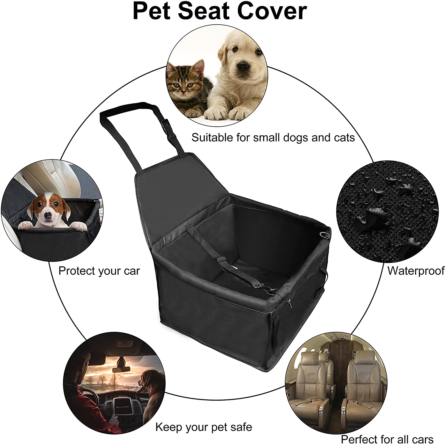  U-Kiss Protector de Coche de Mascotas, Asiento Impermeable y Duradera de Perro Gato Cojín Transpirable para Animal Doméstico Ajuste para Todas Las Coches (40 * 30 * 25 cm) 