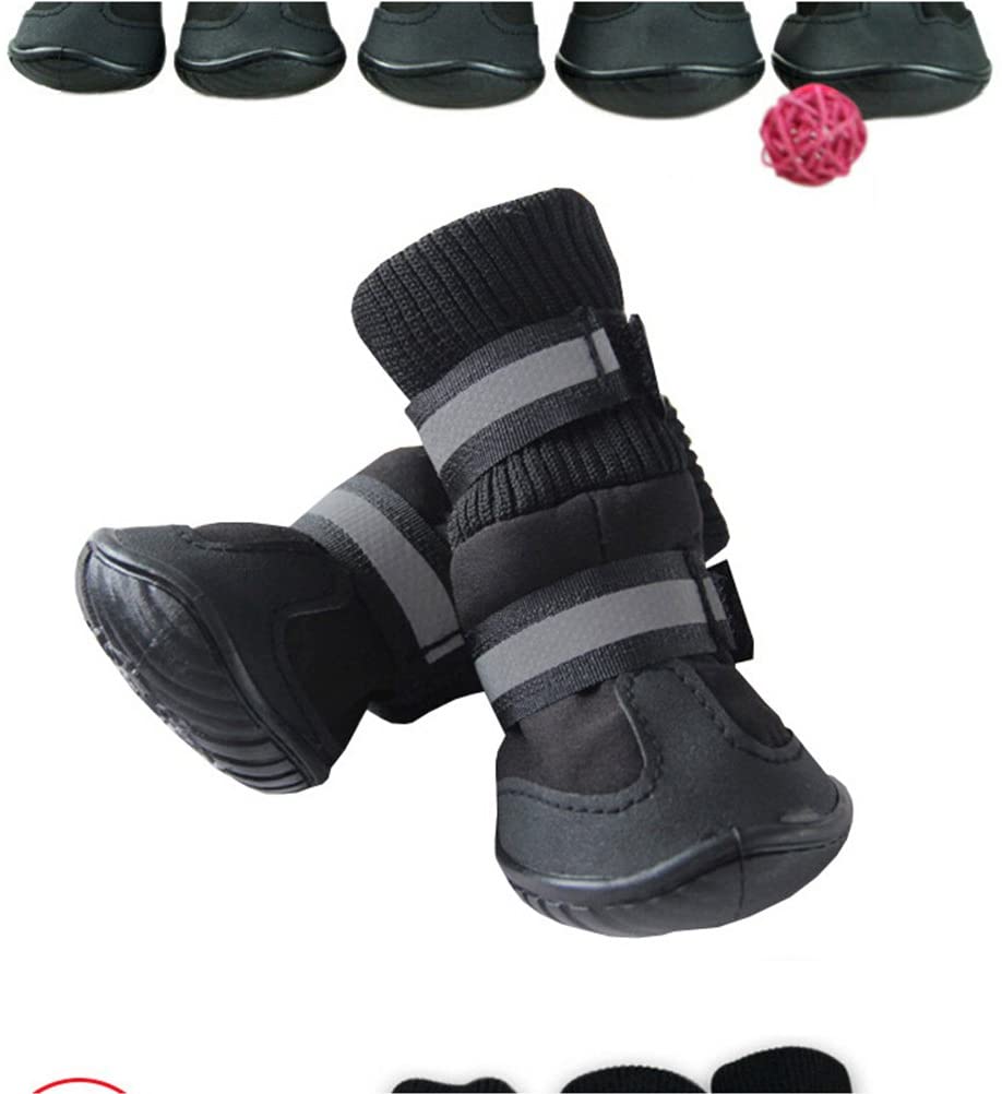  UEETEK Botas para Perros - 4 Piezas Botas Impermeables para Perros Protectores de Patas Botas Antideslizantes para Perros (Negro) 