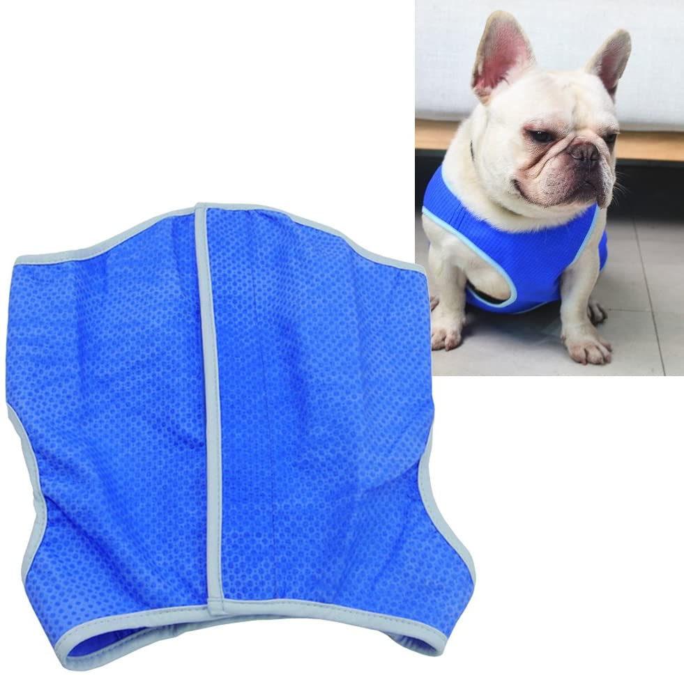  UKCOCO Chaqueta de Chaleco de Refrigeración para Mascotas, Arnés de Refrigeración, Chaleco de Refrigeración con Cinta Mágica para Perros de Cachorros - Talla M (Azul) 