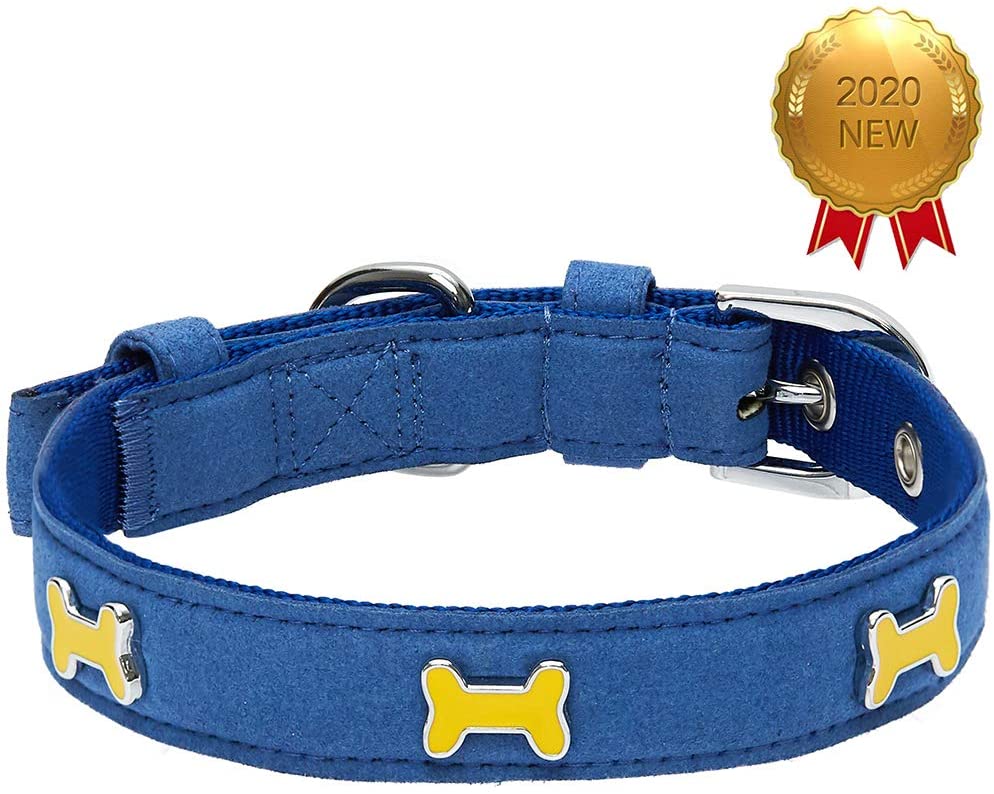  Umi. by Amazon - Designer - Collar para perros con adorable estampado de huesos y hebilla metálica S, cuello 23-32 cm (azul oscuro) 