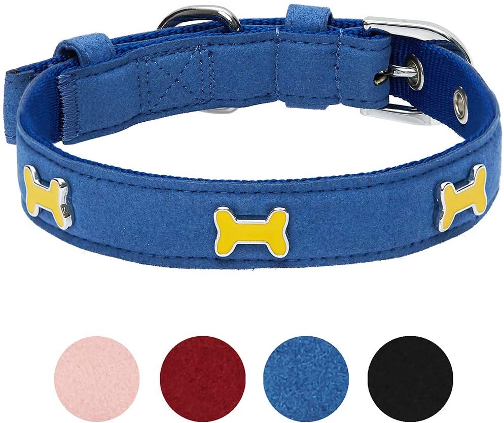  Umi. by Amazon - Designer - Collar para perros con adorable estampado de huesos y hebilla metálica S, cuello 23-32 cm (azul oscuro) 