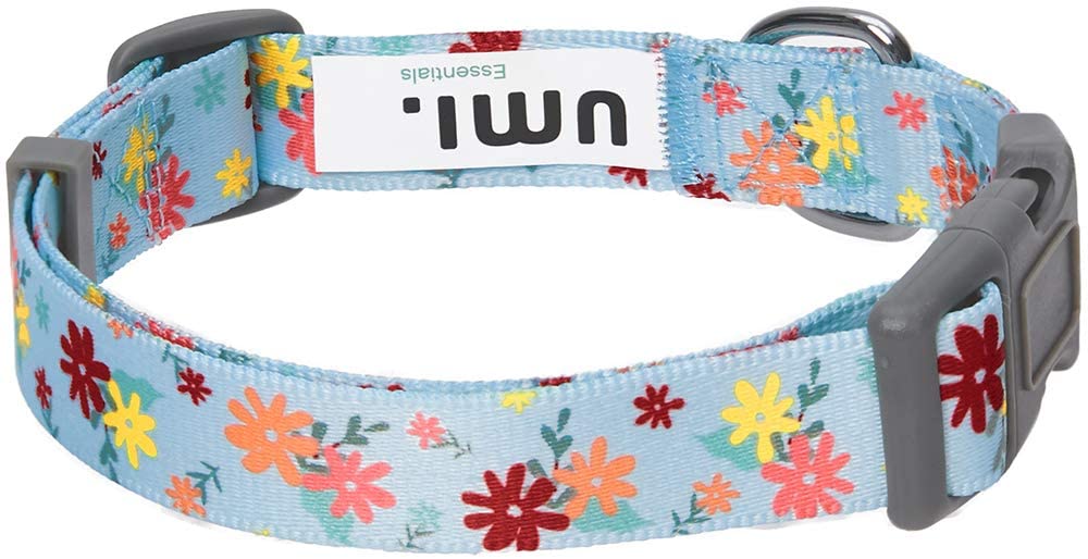  Umi. by Amazon - Made Well - Collar para perros con estampado de flores S, cuello 30-40 cm, collares ajustables para perros (azul bebé) 