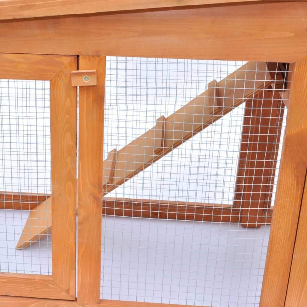  UnfadeMemory Jaula de Madera de 2 Pisos con Bandeja Extraíble,Casa de Animales Pequeños,Gallinero de Interior,Jaula para Conejos,con Escalera Antideslizante,Madera Maciza de Pino (190x46x85cm) 