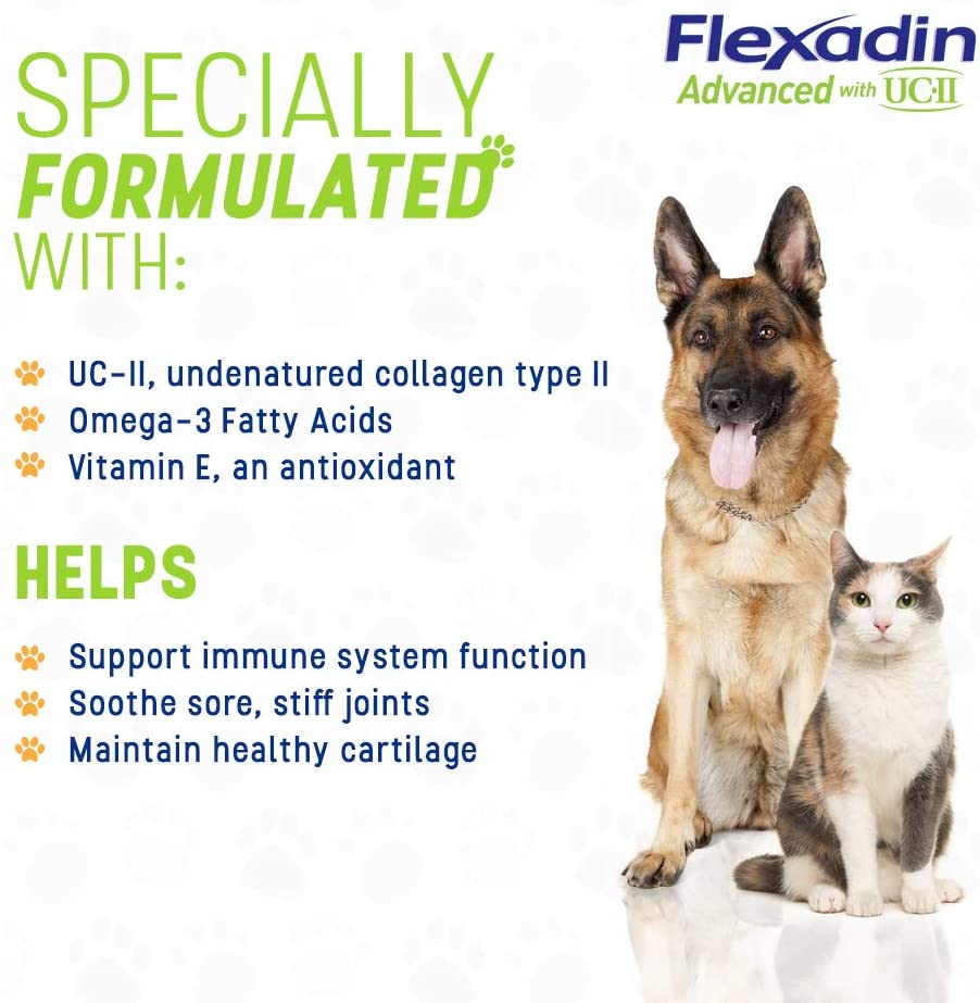  Vetoquinol Flexadin Avanzada con CU-II para Perros y Gatos 60 masticables Todos los Perros 