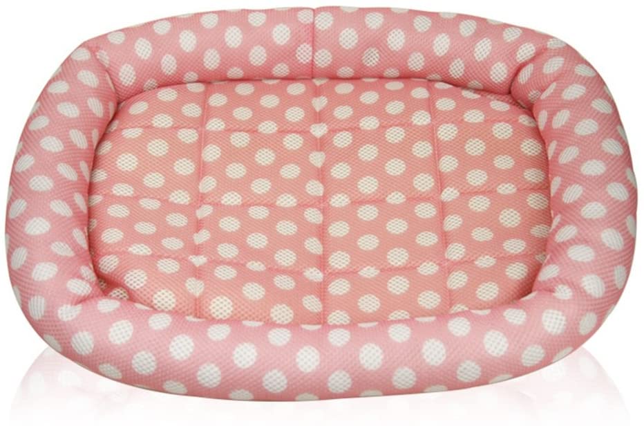  Viñedo Sandwich Mesh Pad Transpirable Teddy Perro pequeño Kennel Pet Supplies (Color : Pink) 