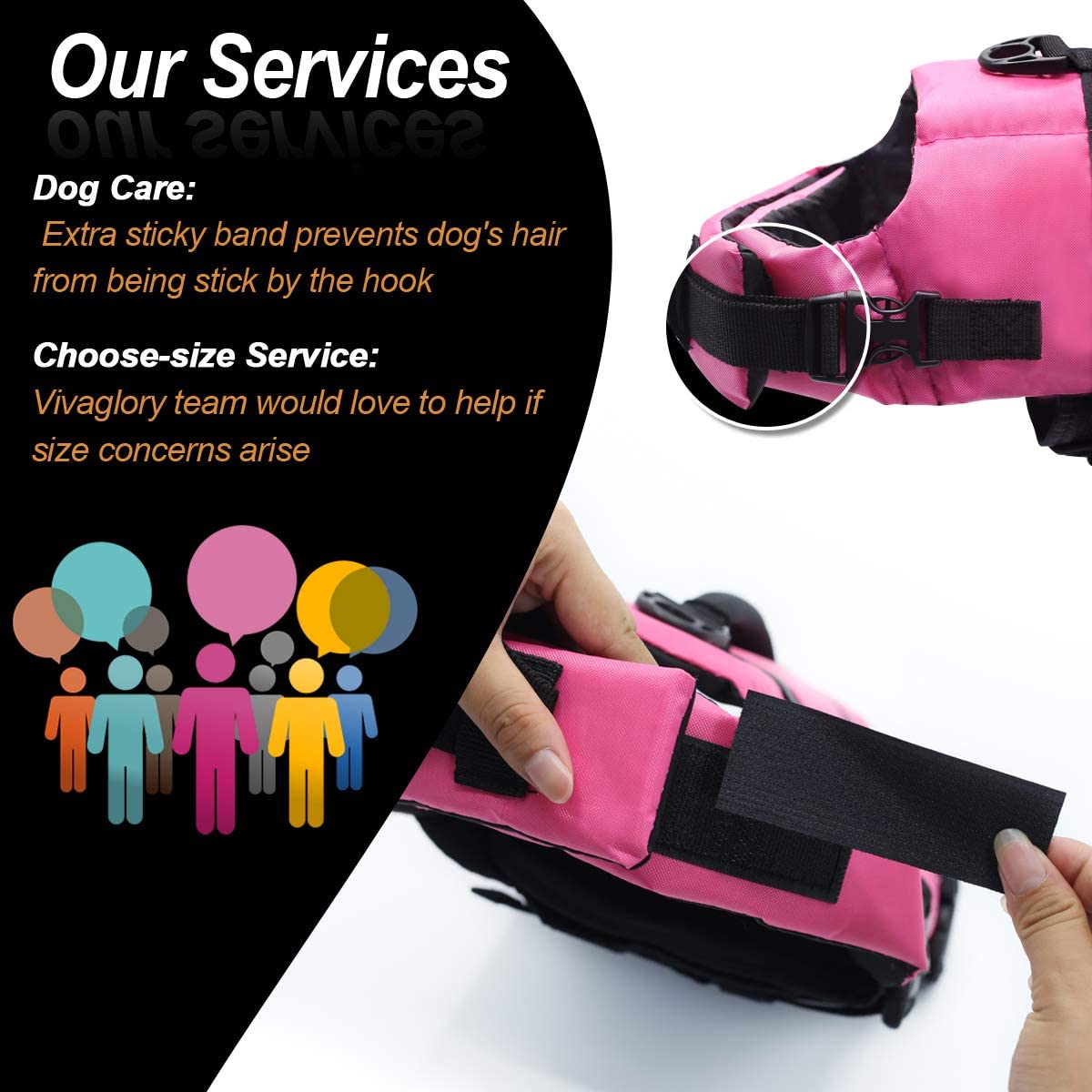  VIVAGLORY Chalecos Salvavidas para Perros, Chaleco Reflectante para Perros con Sistema de sujeción Ajustable y Mango de Rescate Duradero, Rosa, XL 