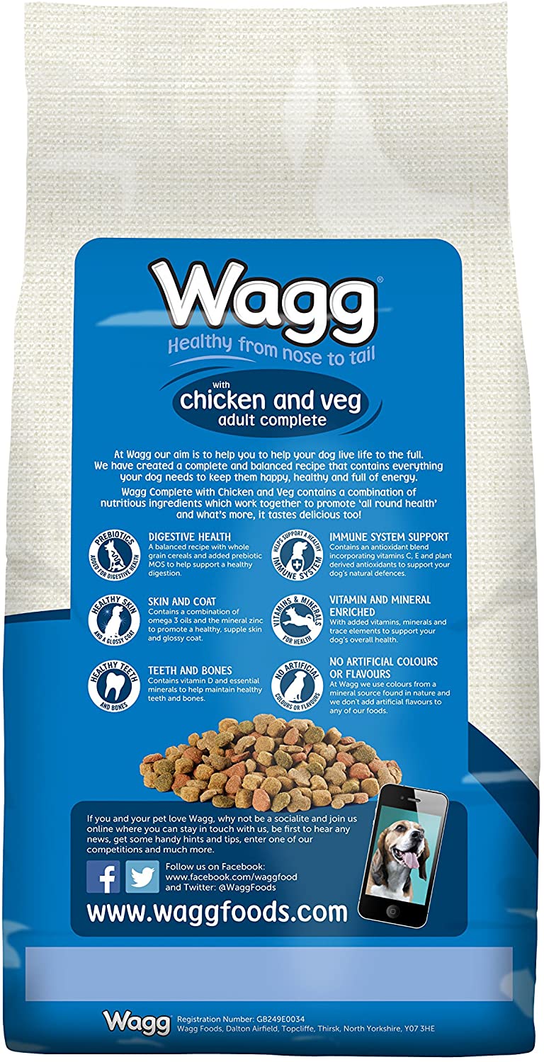  Wagg Adult Complete Chicken - Comida para perros con pollo, 4 packs de 2.5 Kg 