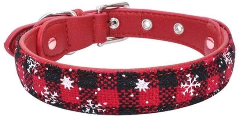  WANGJIN Collar De Perro Ajustable Collar De Tela Navideña para Mascotas Nuevo Diseño De Copo De Nieve Collar De Celosía para Gato Multicolor Perro Accesorios para Fiestas para Mascotas, Negro, S 