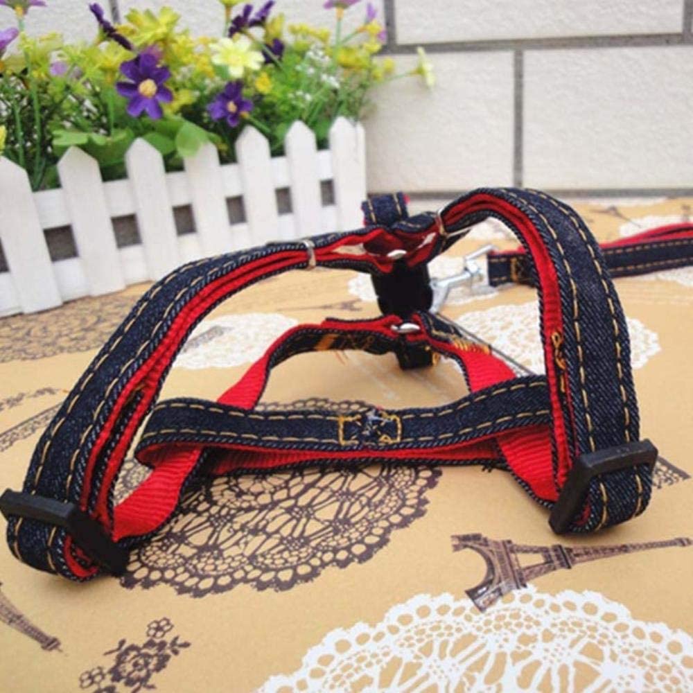  WANGJIN Collar De Perro Ajustable Correa para Perros Recién Llegados Ventas S/M/L Colorido Jean Denim Leash Arnés Collar para Perros Cadena Gato Cinturón Cuerda Collar Ajustable Perros, Rojo, 120X1.5 