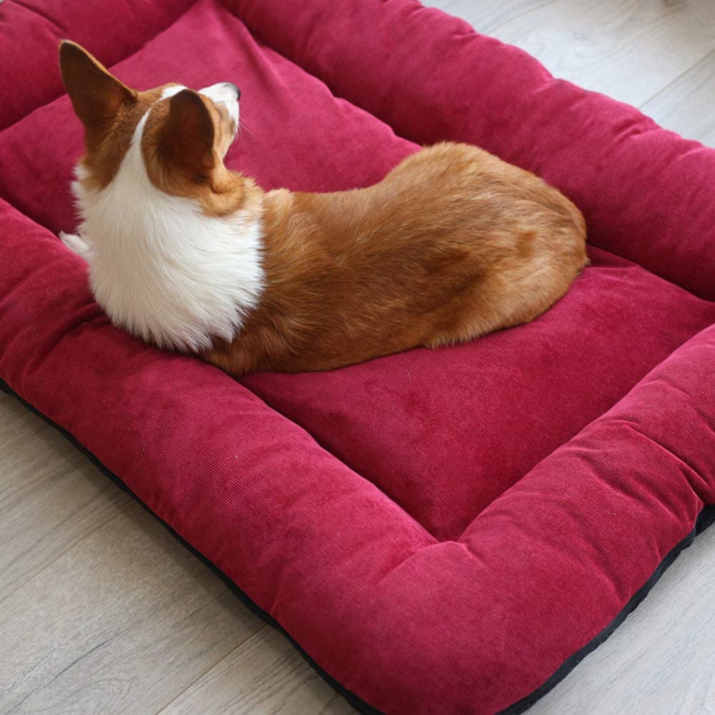  WEWE Caja De Mascotas Cojín Estera Cama para Perros,Almohadilla Ortopédico Perro Bolster para Pequeños Perros Medianos hasta 50 Lbs Máquina Lavable-Rojo 90x65cm(35x26inch) 