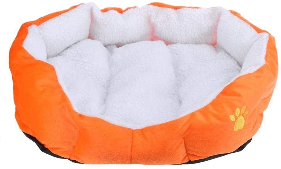  Wmchiwan Mascotapara Gato Perro Perro Gato Cama Redonda, colchón de Cachemir Acolchado for Mascotas colchón for Dormir Mini casa for Cachorro Conejo de Gatito, Naranja S Mascotapara Gato Perro 