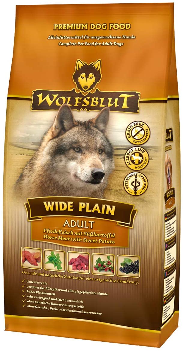  Wolfsblut Wide Plain, Alimento Deshidratado para Perro, Sabor Caballo y boniato - 15 kg 