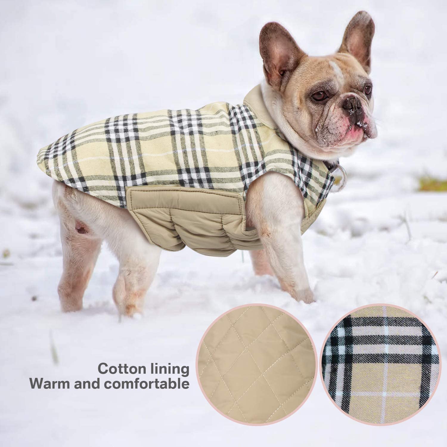  WOOCE Chaqueta Perro Abrigo Perro Invierno Ropa Lindo Escoces Acolchado para Perro Pequeño y Mediano 