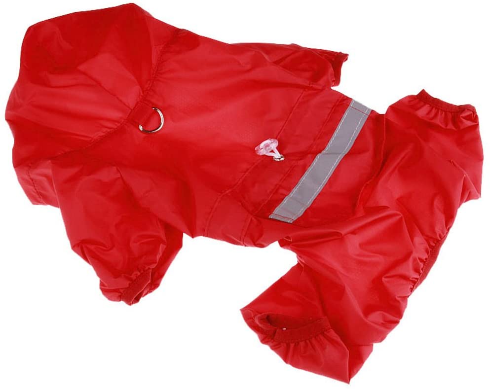  Xiaoyu chaqueta impermeable para perro de mascota con chubasquero impermeable y tiras reflectantes de seguridad ajustables para perro, rojo, XS 