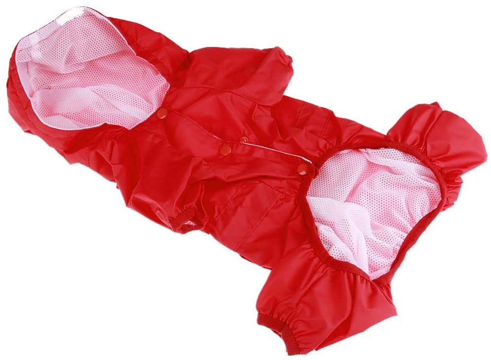  Xiaoyu chaqueta impermeable para perro de mascota con chubasquero impermeable y tiras reflectantes de seguridad ajustables para perro, rojo, XS 