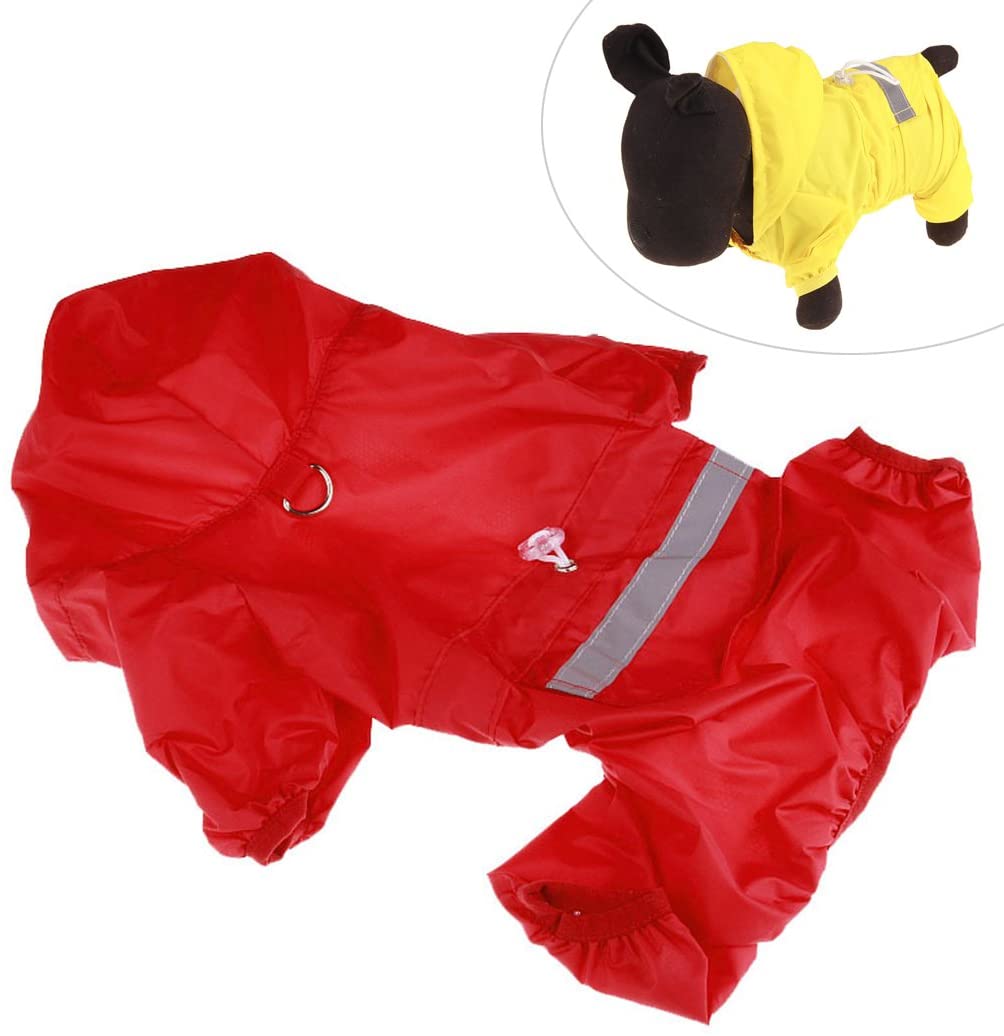  Xiaoyu chaqueta impermeable para perro de mascota con chubasquero impermeable y tiras reflectantes de seguridad ajustables para perro, rojo, XS 