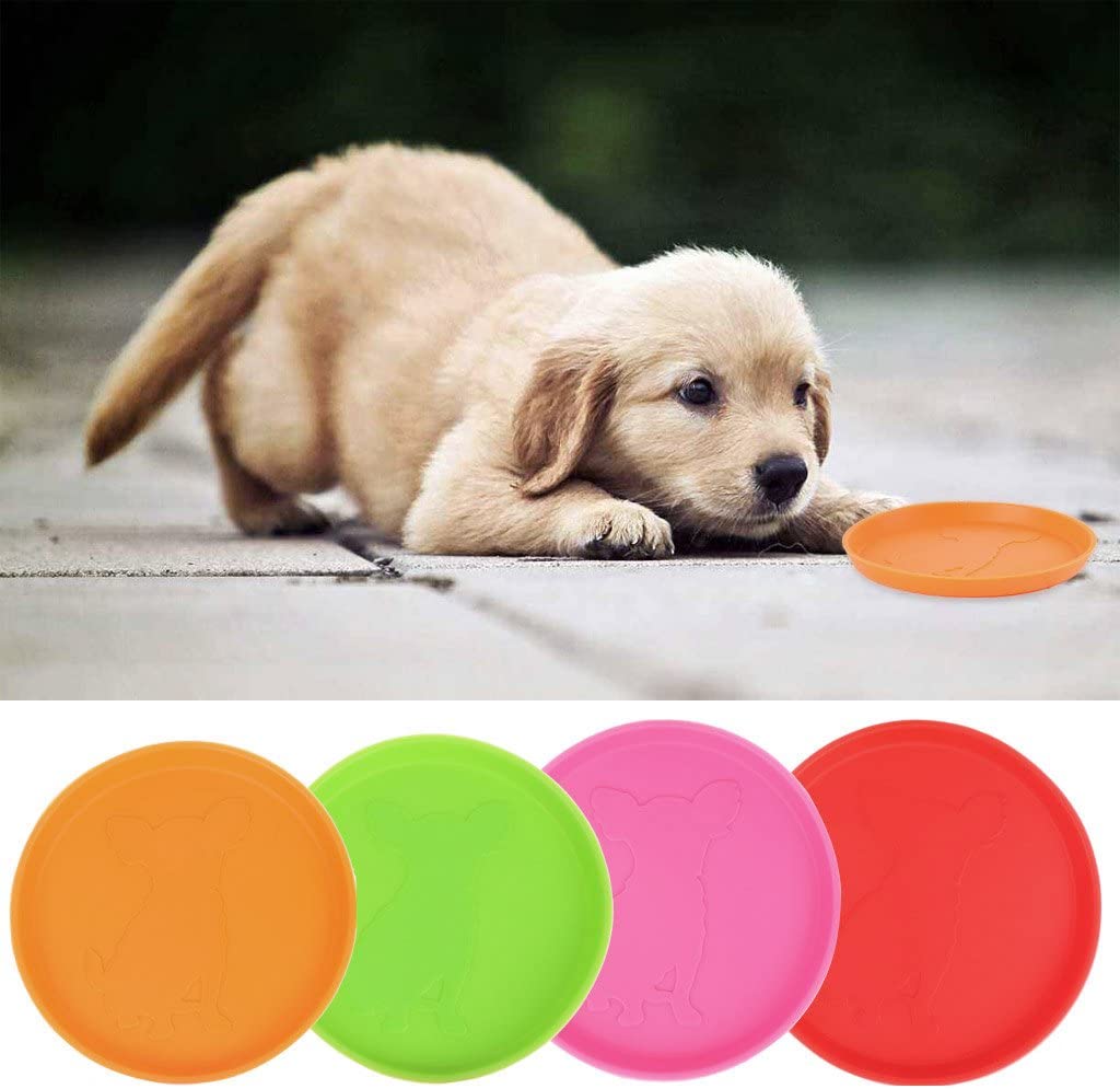  Xuniu Dog Frisbee, Outdoor Training Rubber Flying Discs Perro Interactivo Toy Tooth Resistant 10cm 