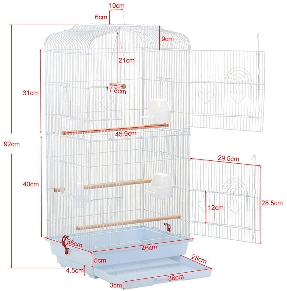  Yaheetech Jaula para Pájaros Jaula de Aves Canarios 2 Calor Blanco 